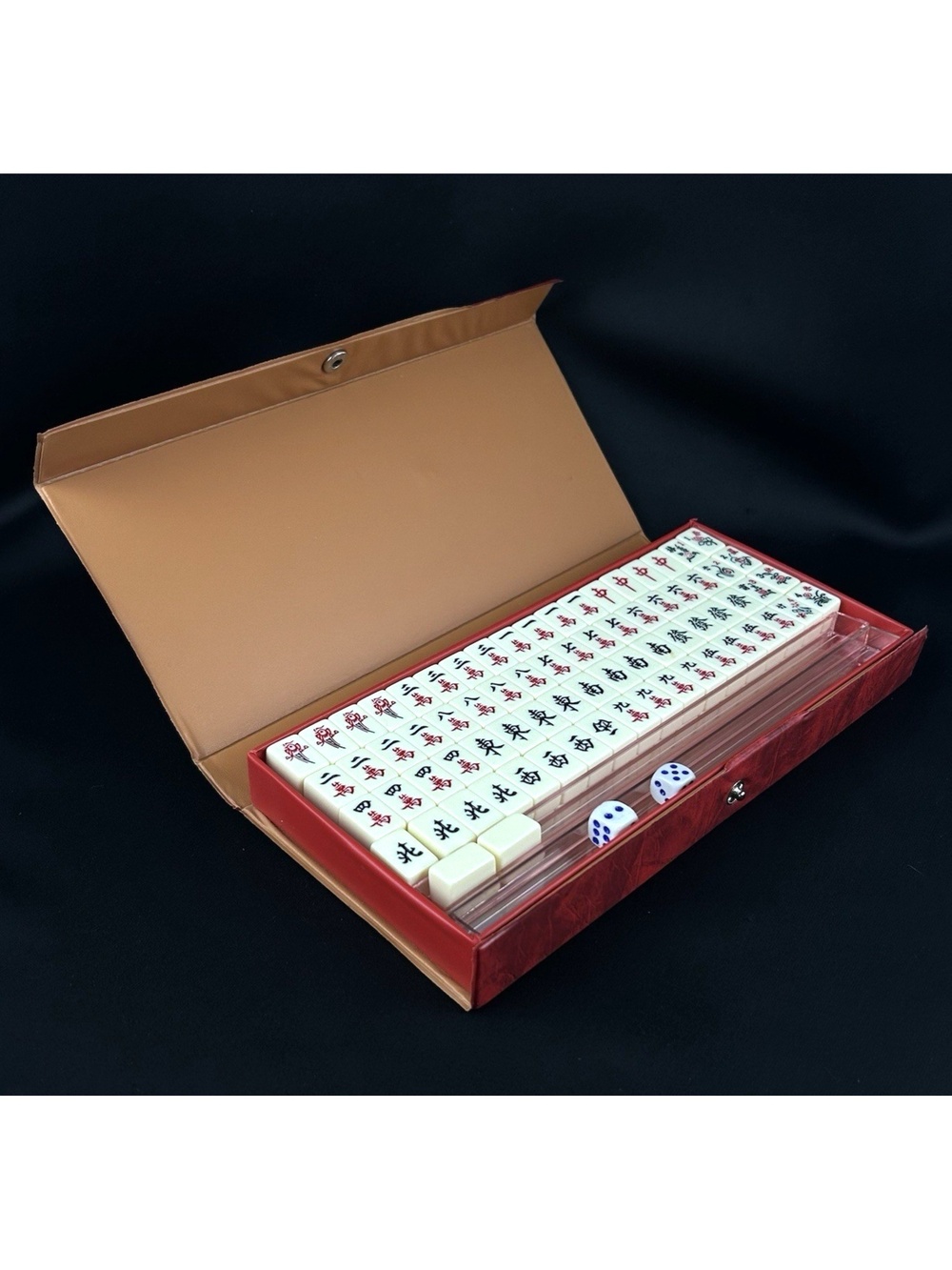 Mahjong Set 144 Tiles in Travel Case 2 cm Tiles With Spare Tiles, Racks & Dice